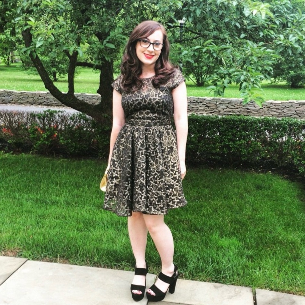 ModCloth Embroidered Floral Illusion Fit & Flare Dress